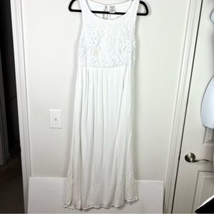 Cracker Barrel Maxi Dress womens small sleeveless lace overlay lined